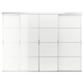 SKYTTA / FÄRVIK Sliding door combination, aluminium/white glass, 326x240 cm