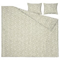 SORGMANTEL Duvet cover and 2 pillowcases, white/green, 200x200/50x60 cm