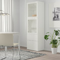 BESTÅ Storage combination w glass doors, white, Lappviken white clear glass, 60x42x192 cm