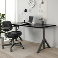 IDÅSEN Desk, black, dark grey, 160x80 cm