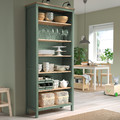 Bookcase, grey-green/light brown stained, 90x197 cm