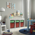 TROFAST Storage combination with boxes, white light green/red, 99x44x56 cm