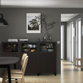 BESTÅ Storage combination with doors, black-brown, Lappviken black-brown, clear glass, 180x40x112 cm