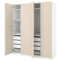 PAX / REINSVOLL Wardrobe combination, white, grey-beige, 200x60x236 cm