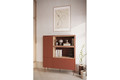 High Cabinet with 2 Doors & Drawer Desin 120, ceramic red/nagano oak