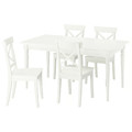 ROSENTORP / ROSENTORP Table and 4 chairs, white/white, 155/215x87 cm