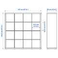 KALLAX Shelving unit with 4 inserts, white/glass, 147x147 cm