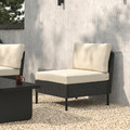 VITTSKÄR Modular easy chair, outdoor plastic rattan dark grey/Frösön/Duvholmen beige