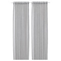FJÄDERMOTT Curtains, 1 pair, white/grey, 145x300 cm