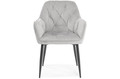 Glamour Chair with Armrests EMMA, velvet, grey