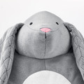 PEKHULT Soft toy with LED night light, grey rabbit, battery-operated, 19 cm
