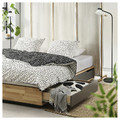 MANDAL Bed frame with storage, birch/grey, 160x200 cm