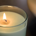LOTSFÅGEL Scented candle in glass, Apple light green, 20 hr