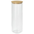 EKLATANT Jar with lid, clear glass/bamboo, 1.8 l