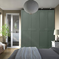 PAX / GRIMO Wardrobe combination, white/grey-green, 200x60x236 cm