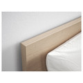 MALM Bed frame, high, w 2 storage boxes, white stained oak veneer/Lindbåden, 160x200 cm