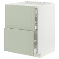 METOD / MAXIMERA Base cab f hob/2 fronts/3 drawers, white/Stensund light green, 60x60 cm