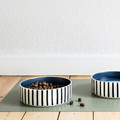 UTSÅDD Pet bowl, stripe pattern black-blue/dark blue, 15 cm