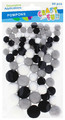Pompoms 90pcs, white, grey, black