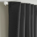 KORGMOTT Block-out curtains, 1 pair, dark grey/with heading tape, 145x300 cm