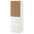 SMÅSTAD / PLATSA Wardrobe, white cork/with 4 drawers, 60x57x181 cm