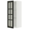 METOD Wall cabinet w shelves/glass door, white/Bodbyn black, 40x100 cm