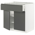 METOD / MAXIMERA Base cabinet with drawer/2 doors, white/Voxtorp dark grey, 80x60 cm