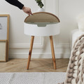 Nightstand Bedside Table Azilal, white/natural