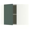 METOD Corner wall cabinet with shelves, white/Aspudden dark grey-green, 68x60 cm