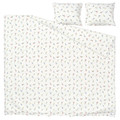 PILDVÄRGMAL Duvet cover and 2 pillowcases, white/floral pattern, 200x200/50x60 cm