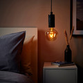 MARKFROST / MOLNART Pendant lamp with light bulb, marble black/bell-shaped brown clear glass