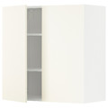 METOD Wall cabinet with shelves/2 doors, white/Vallstena white, 80x80 cm