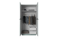 Wardrobe Nicole with Drawer Unit 100 cm, sage, black handles