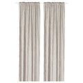 MÄSTERROT Curtains, 1 pair, beige/white dot pattern/with heading tape, 145x300 cm