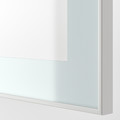 BESTÅ Shelf unit with glass doors, white stained oak effect Glassvik/white/light green clear glass, 120x42x64 cm