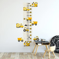 Wall Height Chart Height Measure 50-160cm | Construction Vehicles Yellow