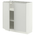 METOD Base cabinet with shelves/2 doors, white/Aspudden light grey, 80x37 cm