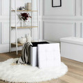 Pouffe with Storage Intesi Velse, faux leather, white