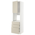 METOD / MAXIMERA High cab f oven w door/3 drawers, white/Havstorp beige, 60x60x220 cm