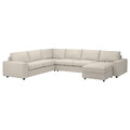 VIMLE Crnr sofa-bed, 5-seat w chaise lng, with wide armrests/Gunnared beige