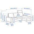 VIMLE 3-seat sofa with chaise longue, with headrest with wide armrests/Hallarp grey