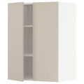METOD Wall cabinet with shelves/2 doors, white/Havstorp beige, 60x80 cm