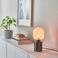 MARKFROST / MOLNART Table lamp with light bulb, marble black/tube-shaped white/clear glass