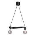 ACKJA / MOLNART Pendant lamp with light bulb, wave shaped black/globe grey clear glass