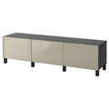 BESTÅ Storage combination with drawers, black-brown, Selsviken high-gloss beige, 180x40x48 cm