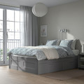 BRIMNES Bed frame with storage, grey, 160x200 cm