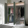 PAX / GRIMO Wardrobe combination, white/grey-green, 200x60x236 cm