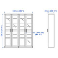 BRIMNES Storage combination w/glass doors, white, 160x35x190 cm