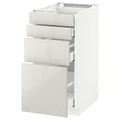 METOD/MAXIMERA Base cab 4 frnts/4 drawers, white/Ringhult light grey, 40x61.8x88 cm