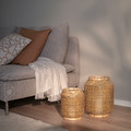 PÅVEFINK Lantern for pillar candle, bamboo, 25 cm